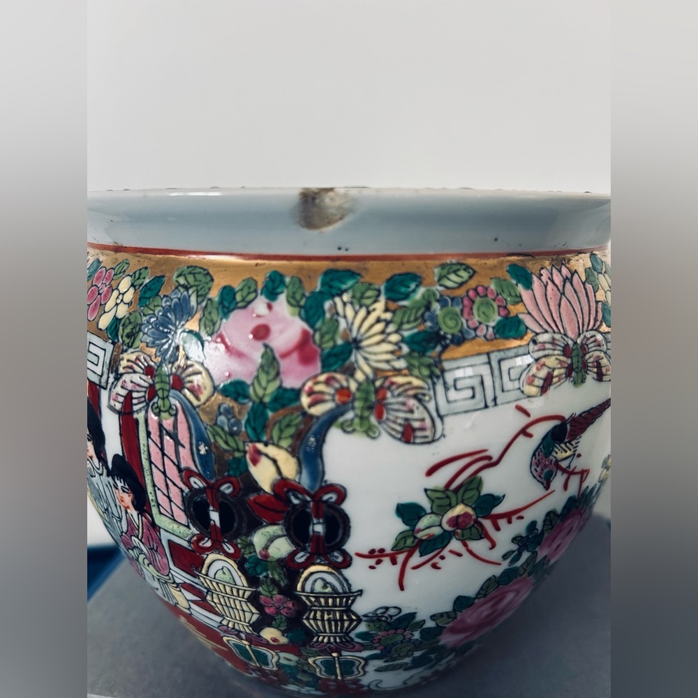 Vintage Chinese Porcelain Fish bowl | Jardiniere | Famille Rose | - Picture 7 of 8